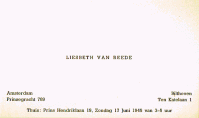 Visitekaartje D.E.W. (Liesbeth) van Reede (1945)